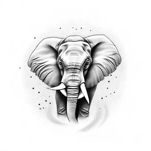 sad Elephant face crying in tears tattoo design idea