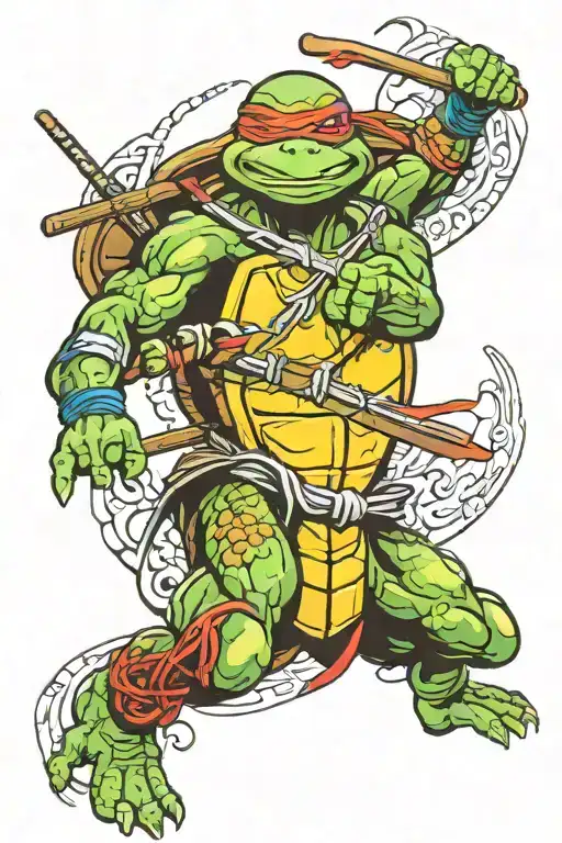 ninja turtles all the way tattoo design idea