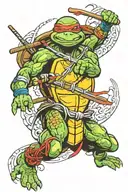 ninja turtles all the way tattoo design idea