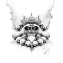 hand sleeve of lord narasimha sitting like a gangster tattoo design idea