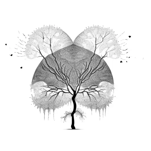 A tree growing from a broken heart tattoo design idea