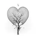 A tree growing from a broken heart tattoo design idea