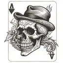 Western playing card featuring a skull smoking a cigarette with fire. tattoo design idea