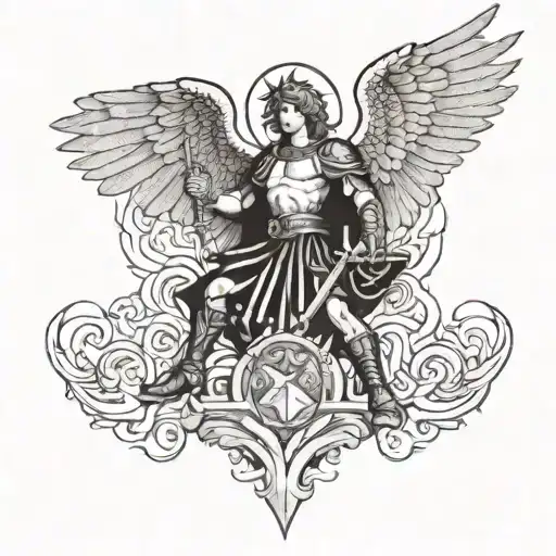 saint michael figh between good tattoo design idea