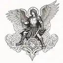 saint michael figh between good tattoo design idea