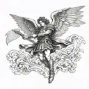 saint michael figh between good tattoo design idea