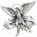 saint michael figh between good tattoo design idea