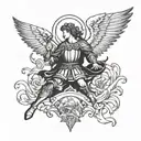 saint michael figh between good tattoo design idea