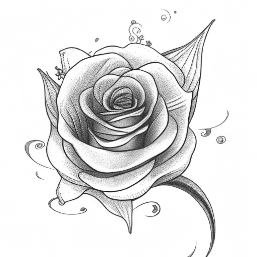 flowers. the stem on the flowers have names "Juju", "Marcy", "Scooby", and "Pluto". behind the flowers are waves tattoo design idea