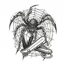 spider and skate tattoo design idea