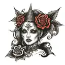 Gothic, heavy metal, manly with a little femininity ￼ tattoo design idea