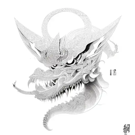 asian themed, berserk inspired, mountain tattoo design idea