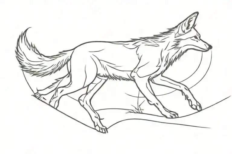 coyote jumping at raven flying tattoo design idea
