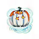 small pumpkinwith red shades tattoo design idea
