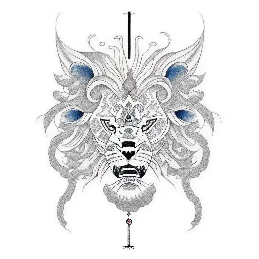glyph lion astro tattoo design idea