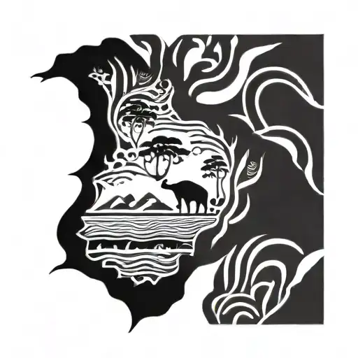 New Zealand fern Australia landscape tattoo design idea