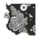 New Zealand fern Australia landscape tattoo design idea