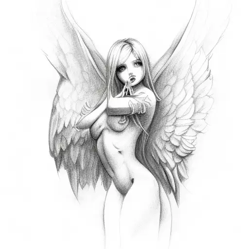 angel femboy tattoo design idea