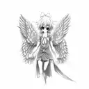 angel femboy anime tattoo design idea