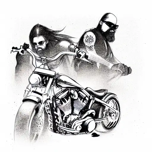 outlaw bikers on Harley's riding out of hell tattoo design idea