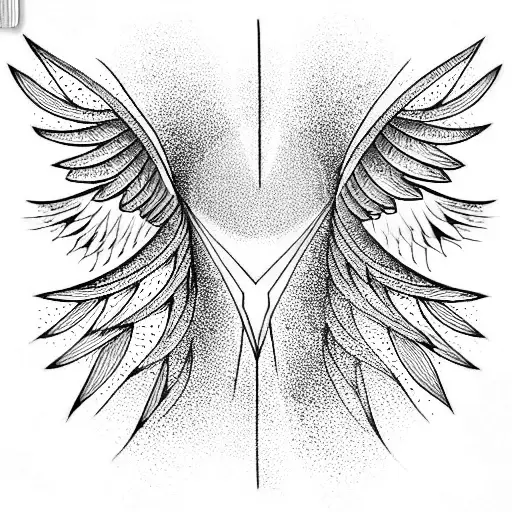 Tattoo with fine line geometric, technology and futurist, angel, dots, forearm tattoo design idea