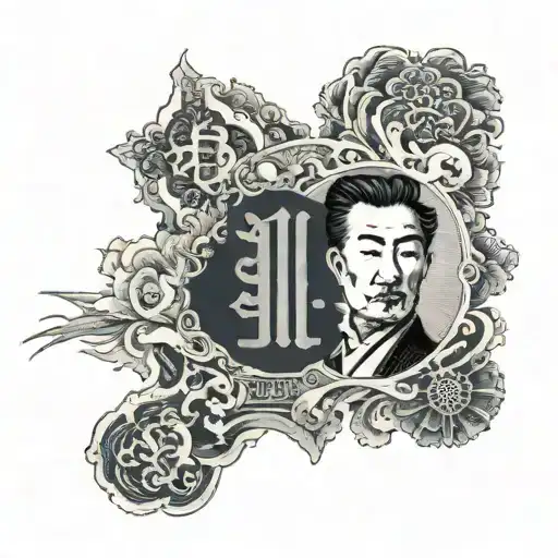 One dollar bill, with a heart in the place of the historical figure with the letters H and I tattoo design idea