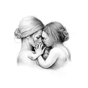 A symbolic representation of a mother and daughter transcending darkness together tattoo design idea