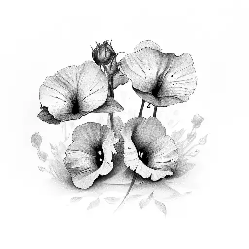 Bouquet of violets with the name Zack hidden tattoo design idea