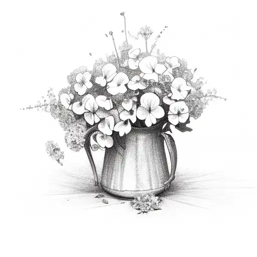 Bouquet of violets with the name Zack hidden tattoo design idea