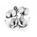 Bouquet of violets with the name Zack hidden tattoo design idea