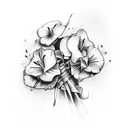 Bouquet of violets with the name Zack hidden tattoo design idea