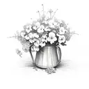 Bouquet of violets with the name Zack hidden tattoo design idea