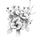 Bouquet of violets with the name Zack hidden tattoo design idea