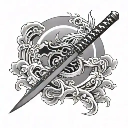 inosuke katana sword tattoo design idea