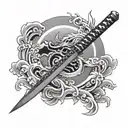 inosuke katana sword tattoo design idea
