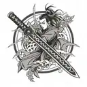 inosuke katana sword tattoo design idea