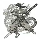 inosuke katana sword tattoo design idea