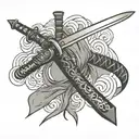 inosuke katana sword tattoo design idea