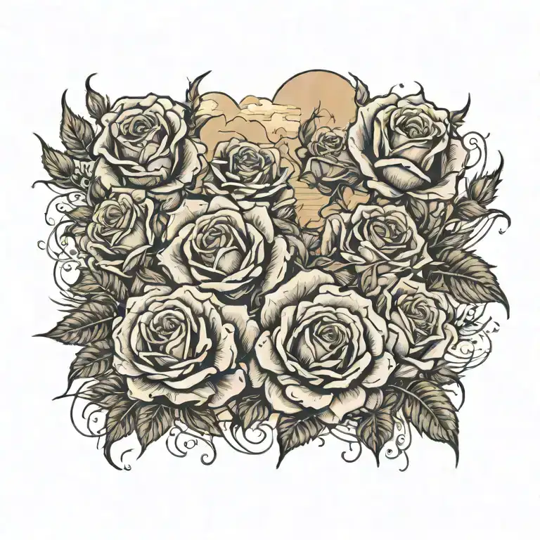 roses, old west, desert scape that transforms tattoo design idea