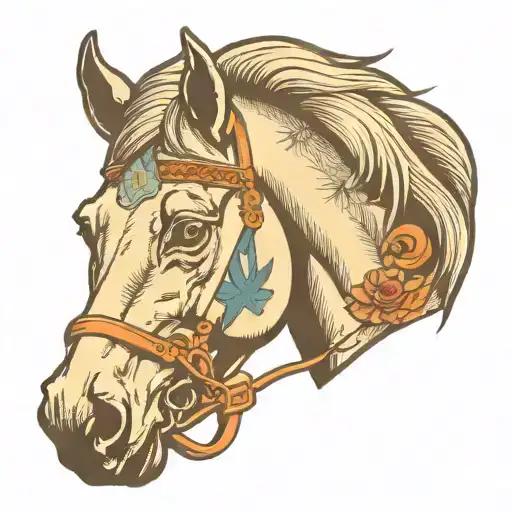 horse pony head  tattoo design idea