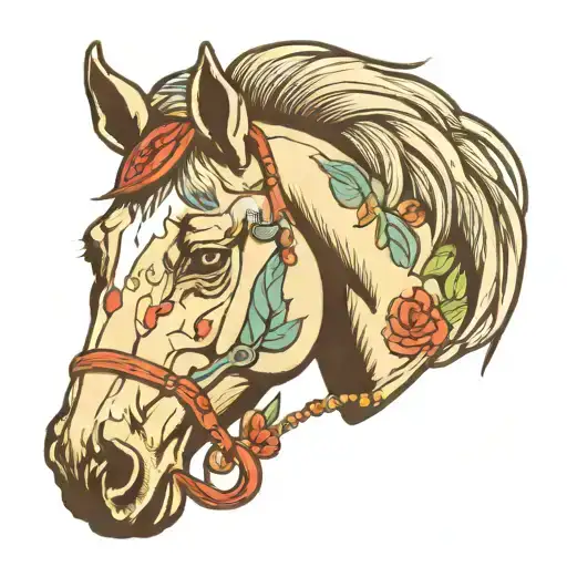 horse pony head  tattoo design idea