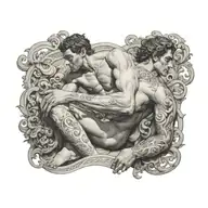 A male nude figure inspired by Greek sculpture surrounded by sparrow tattoos tattoo design idea