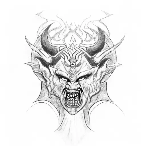 write " I am the devil" in sumerian letter tattoo design idea