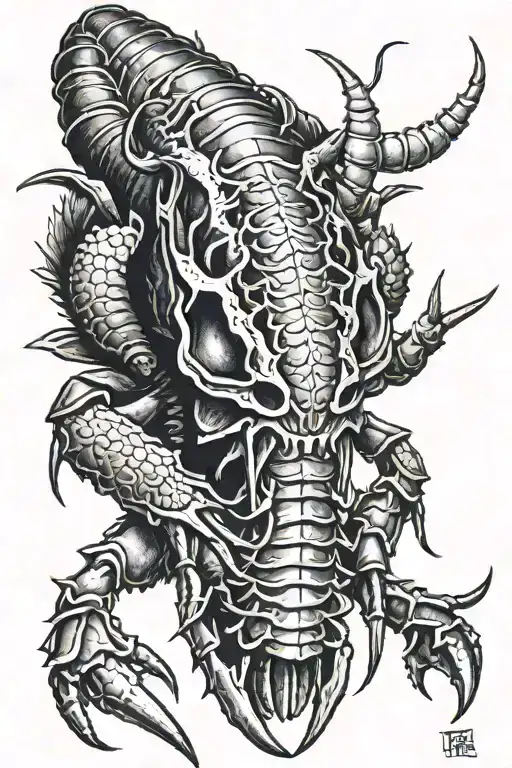 crayfish-Skull  tattoo design idea