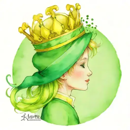 little prince, green, fine line  tattoo design idea