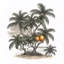 Florida orange tree beach hurricane  tattoo design idea