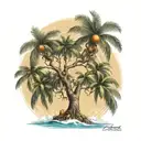 Florida orange tree beach hurricane  tattoo design idea