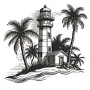 Florida orange tree beach light house tattoo design idea