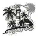Florida orange tree beach light house tattoo design idea
