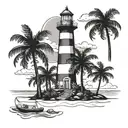 Florida orange tree beach light house tattoo design idea